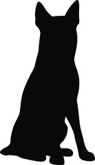 Black silhouettes on a white background, dog.