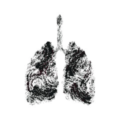 Lungs Coronavirus COVID-2019 Bacteria Cell 2019-nCoV X-ray of the affected lung logo icon sign Hand drawn design style Realistic autopsy medical concept poster banner card Cancer and smoking problem