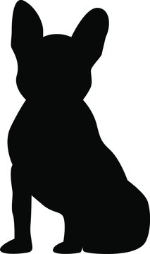 recommend clip art: Black silhouettes on a white background, dog French Bulldog.