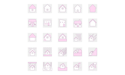 icon house set pink