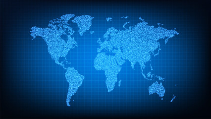 World Map. Global Social Network. Abstract Digital Technology Background. Vector Template Design