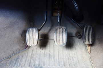 Car control pedals on the floor