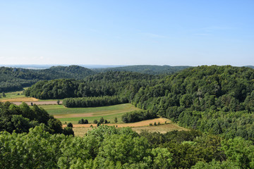 Splendid countryside overview in Europe during summer shot from a high point