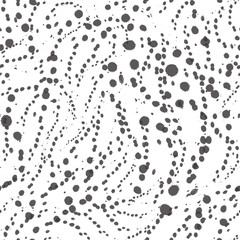 Vector seamless texture of gray color from blots or circles on a white background. Pattern for printing on fabric or wrapping paper. Simple ornament in grunge style.