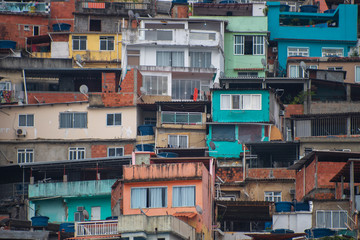 Fototapeta na wymiar Favelas in the city of Rio de Janeiro. A place where poor people live.