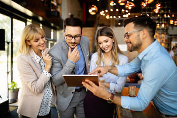 Corporate teamworking business colleagues in modern office