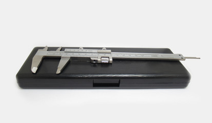 Isolated vernier caliper with black box in white background picture with high details                     
