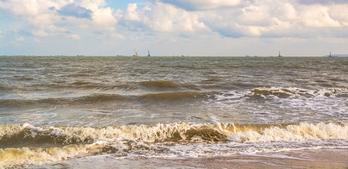Storm and waves on the Black Sea in Crimea