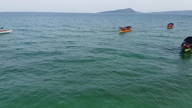 Aerial view of sea and boats at Koh rong island