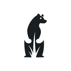 Bear and Grass Logo Vector Design.