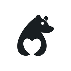 Bear and Heart Vector Logo Design