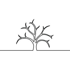 Vector illustration of a tree without leaves. Tree silhouette made of black lines.
