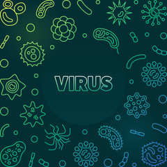 Virus colored frame made with outline viruses icons. Vector concept illustration
