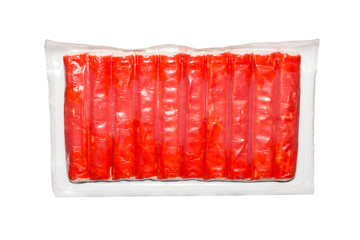 Packaging of crab sticks.Crab sticks on a white background. © begun1983