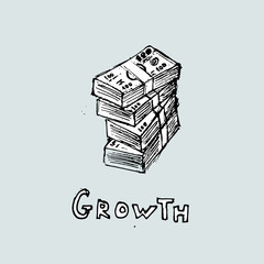 Profit growth Hand drawn concept.