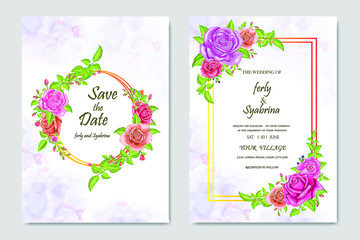 Wedding card invitation template with circle and rectangle