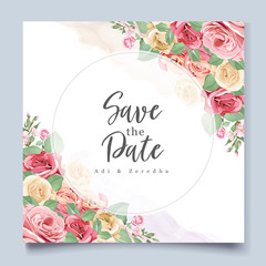 elegant floral and leaves wedding invitation designs