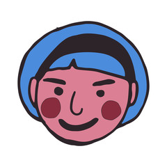 cartoon face vector people. Hand drawn line art colored illustration. Human emotions doodle set