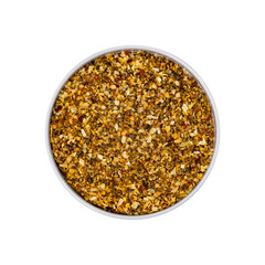 Lemon Pepper Seasoning Spice Macro Isolated on White Background