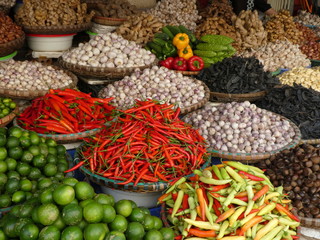 Colorful market in Hanoi, Vietnam
