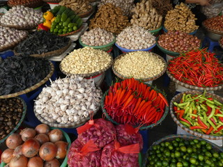 Colorful market in Hanoi, Vietnam