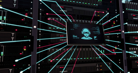 Cyber game and esport symbols on datacenter servers © PerlaStudio