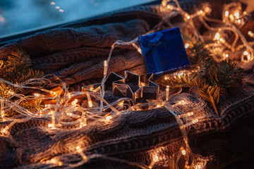 Christmas garlands. Festive background