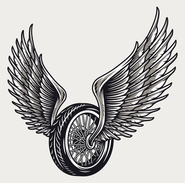 Winged motorcycle wheel template