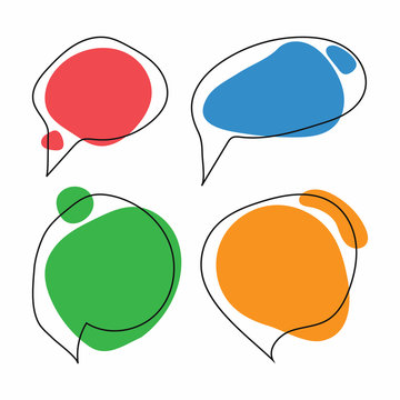 Set of speech bubbles drawn by hand with abstract shapes. Vector illustration.