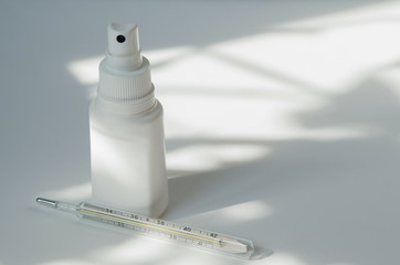 close-up of spray bottle and hail