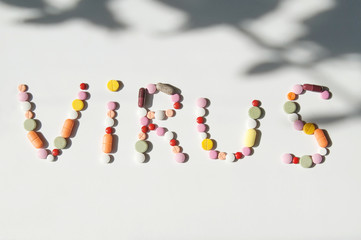 pills laid out the word virus