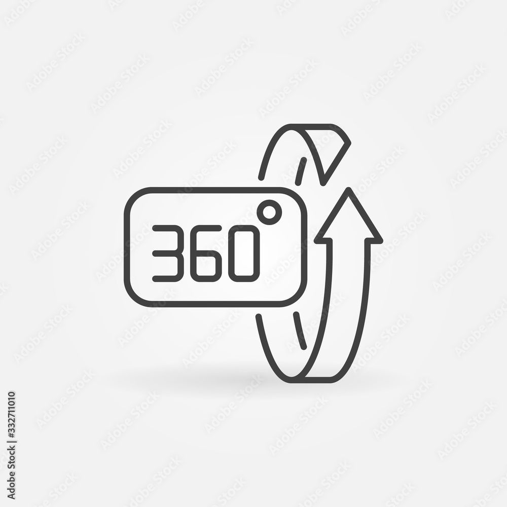 Poster 360 degrees rotation vector concept icon or symbol in linear style