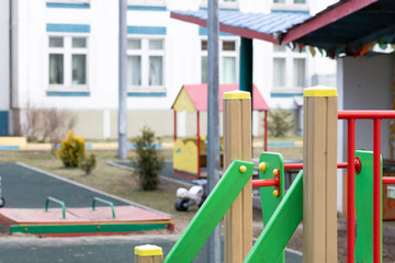 Fototapeta na wymiar An empty Playground in a kindergarten on a Sunny spring day.