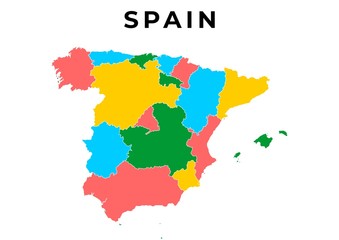 Spain Map Vector Colorful - Blank map of Spain administrative divisions colorful vector illustration