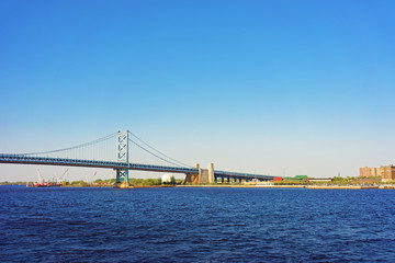 Benjamin Franklin Bridge over Delaware River in Philadelphia