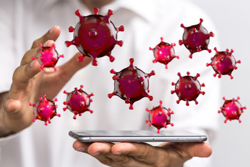 mikro digital epidemic corona virus nCoV , Novel Coronavirus 19-NCP. nCoV denoted is...