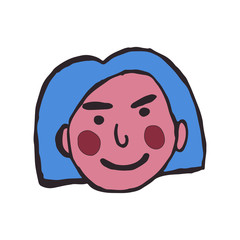 cartoon face vector people. Hand drawn line art colored illustration. Human emotions doodle set