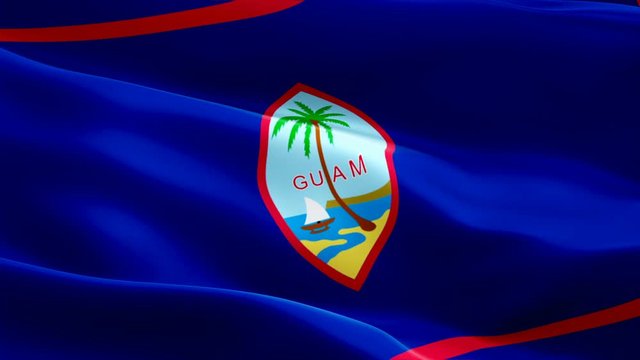 Guam USA flag Closeup 1080p Full HD 1920X1080 footage video waving in wind. National ‎‎‎‎‎Tamuning‎‎ 3d Micronesian island flag waving. Sign of Guam seamless loop animation flag HD resolution Backgrou