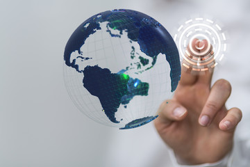 Hand Holding World digital 3d.