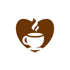 Coffee Love Logo Design Vector Graphic.