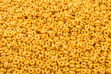 Corn-flakes background and texture. Top view.
