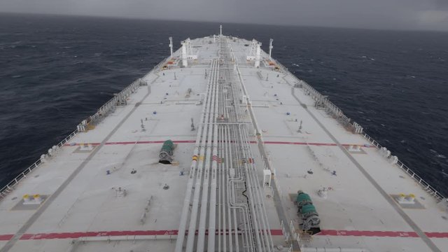 Tanker ship stays in ocean