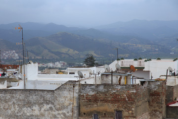 View of the old buildings roofs of Tetouan Medina quarter in Northern Morocco.