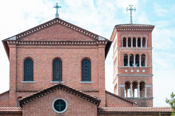 Fototapeta na wymiar old bricks church with beautiful windows