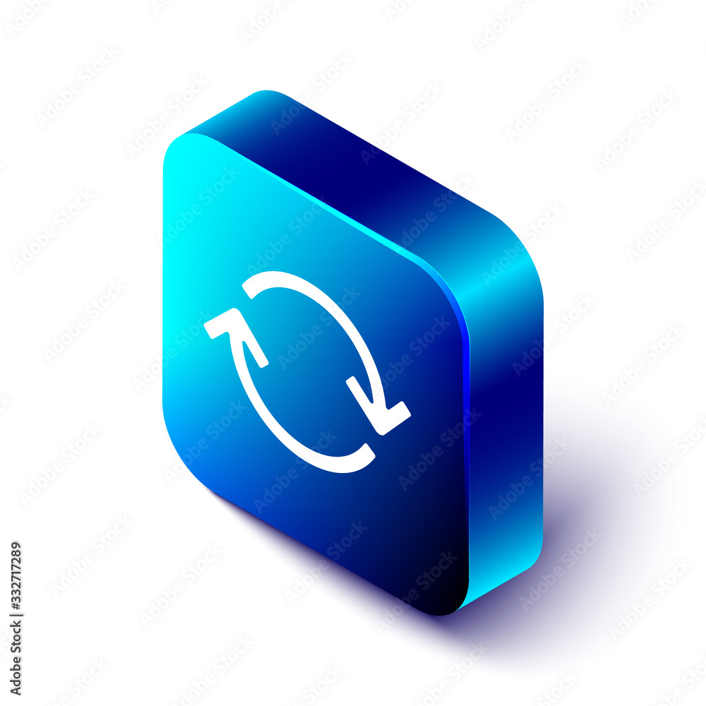 Poster isometric refresh icon isolated on white background. reload symbol. rotation arrows in a circle sign
