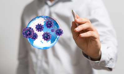 mikro digital epidemic corona virus nCoV , Novel Coronavirus 19-NCP. nCoV denoted is...