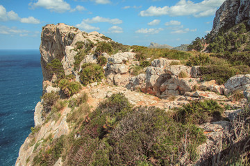 view over northern coast at Cap de Formentor in Mallorca, Spain