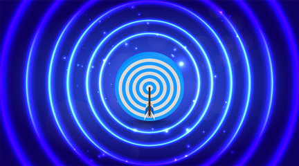 Vector realistic illustration with target financial goal concept.Growing graph and target as successful entrepreneurship metaphor.