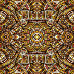 Abstract ethnic rug ornamental seamless pattern. Vector vintage background.