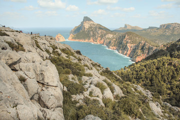 view over northern coast at Cap de Formentor in Mallorca, Spain